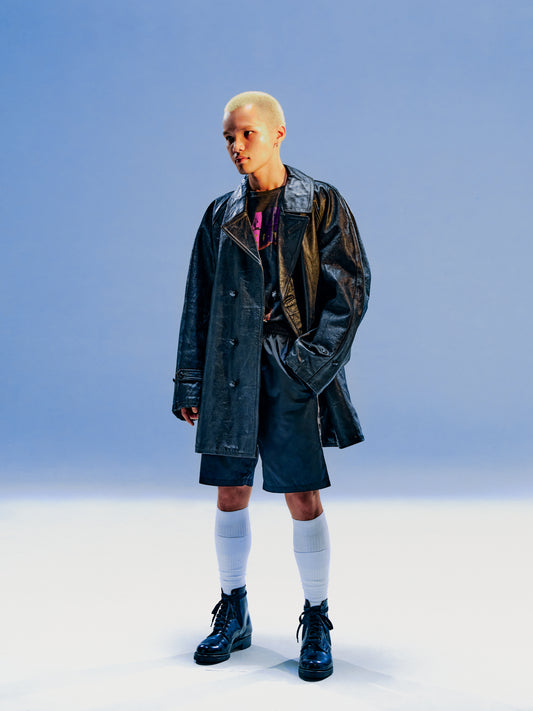 ヴィンテージ ヨーロッパ 1940/50 年代 ダブルブレスト レザー コート ジャケット