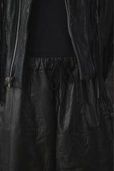 Vintge Drawstring cowhide patchwork capri pants 抽繩牛皮拼接七分褲