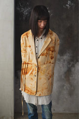 Professor.E Abstract Cut Out Blazer - Rusted Dyed