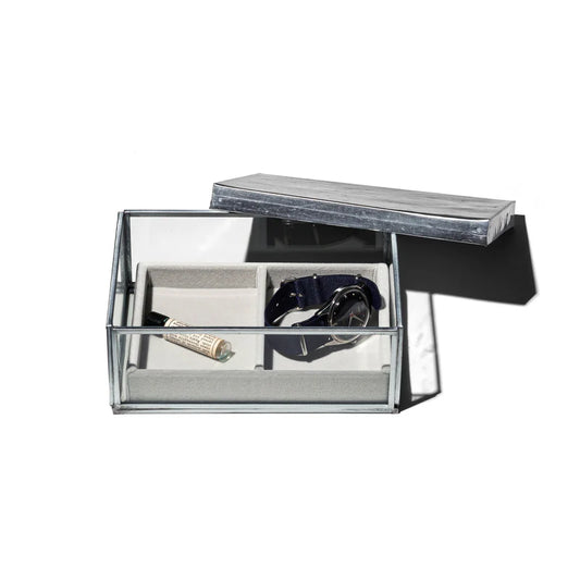 GLASS BOX WITH RECYCLE STEEL LID / Jewelry Single