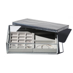 GLASS BOX WITH RECYCLE STEEL LID / Jewelry Double