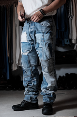 『Ban』リメイクヴィンテージパッチワークデニムジーンズ