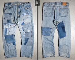 『Ban』リメイクヴィンテージパッチワークデニムジーンズ