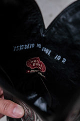 Nocona Black Full Quill Ostrich Leather Western Boots with Flame Stitch Embroidery黑色鴕鳥皮火焰刺繡西部靴 美國製