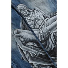 Lee Vintage Hand Painted Denim Jeans Baroque Style Vintage Hand Painted Baroque Style Virgin Jeans Made in Japan