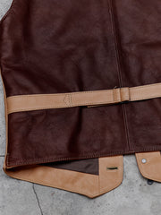 Tenjin Works Craftman Leather Vest日本手工植鞣皮革品牌 牛皮雙色四口袋背心 日本製