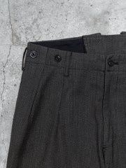 Yohji Yamamoto Pour Homme Cotton High Waisted Striped Work Pants 山本耀司 厚棉高腰條紋巴黎扣工作褲 可上吊帶