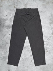 Yohji Yamamoto Pour Homme Cotton High Waisted Striped Work Pants 山本耀司 厚棉高腰條紋巴黎扣工作褲 可上吊帶