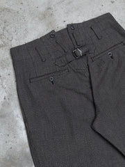 Yohji Yamamoto Pour Homme Cotton High Waisted Striped Work Pants 山本耀司 厚棉高腰條紋巴黎扣工作褲 可上吊帶