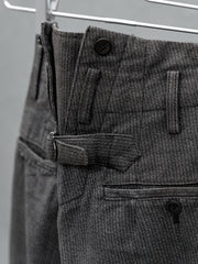 Yohji Yamamoto Pour Homme Cotton High Waisted Striped Work Pants 山本耀司 厚棉高腰條紋巴黎扣工作褲 可上吊帶