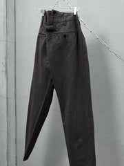 Yohji Yamamoto Pour Homme Cotton High Waisted Striped Work Pants 山本耀司 厚棉高腰條紋巴黎扣工作褲 可上吊帶