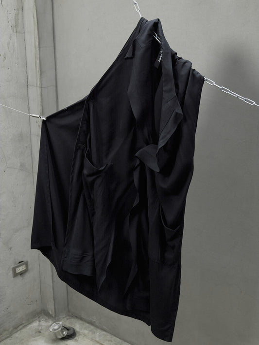 Ground Y Yohji Yamamoto Long Coat 山本耀司支線 無袖翻領垂墜感長版罩衫 純天絲材質