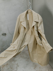 LEMAIRE Lapel WideStyle Long Trench Coat 法國簡約品牌 雙排釦闊形棉質大衣附腰帶