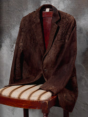 Connecters Distressed Suede Brown Slim Fit Suit Jacket - Japanese Select Store's Own Brand Suede Distressed Suit Jacket