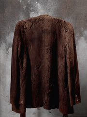 Connecters Distressed Suede Brown Slim Fit Suit Jacket - Japanese Select Store's Own Brand Suede Distressed Suit Jacket