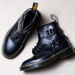Dr. Martens Cristofor Leather Harness Boots Dr. Martens equestrian style leather lace-up boots