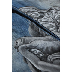 Lee Vintage Hand Painted Denim Jeans Baroque Style Vintage Hand Painted Baroque Style Virgin Jeans Made in Japan