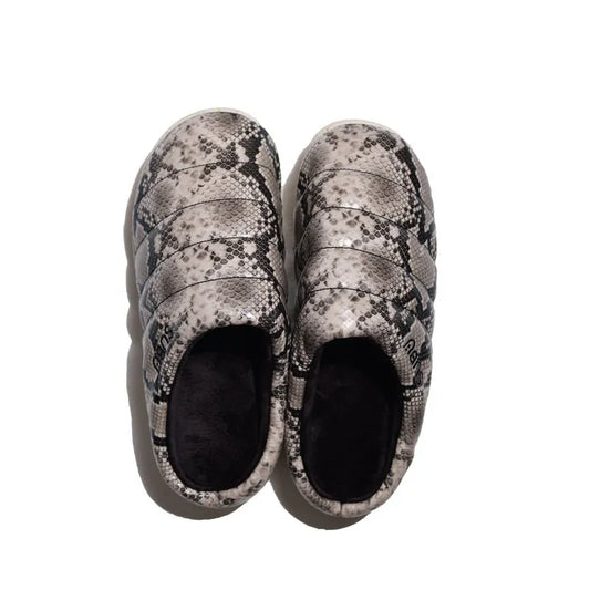 SUBU RE: PYTHON GRAY Warm Water-Repellent Slippers Snake Pattern Black and White