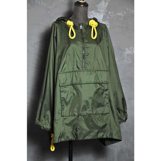 Burberry Slindon Rope Drawstring Anorak Jacket Olive green half-zip pullover windbreaker jacket