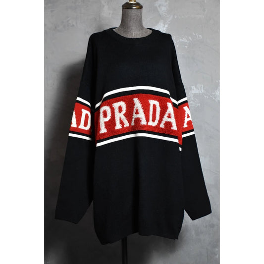 Prada Logo Embroidery Knitted Sweater