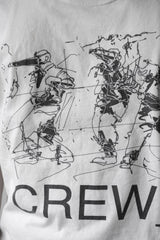 ヴィンテージ「CREW」Tシャツ レトロな手描きラインプリントショートTシャツ
