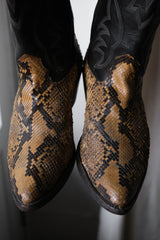 「Nocona」ツートン スネークスキン レザー カウボーイ ウエスタン ブーツ ヴィンテージ ツートン スネークスキン カービング カウボーイ ウエスタン ブーツ