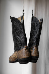 「Nocona」ツートン スネークスキン レザー カウボーイ ウエスタン ブーツ ヴィンテージ ツートン スネークスキン カービング カウボーイ ウエスタン ブーツ