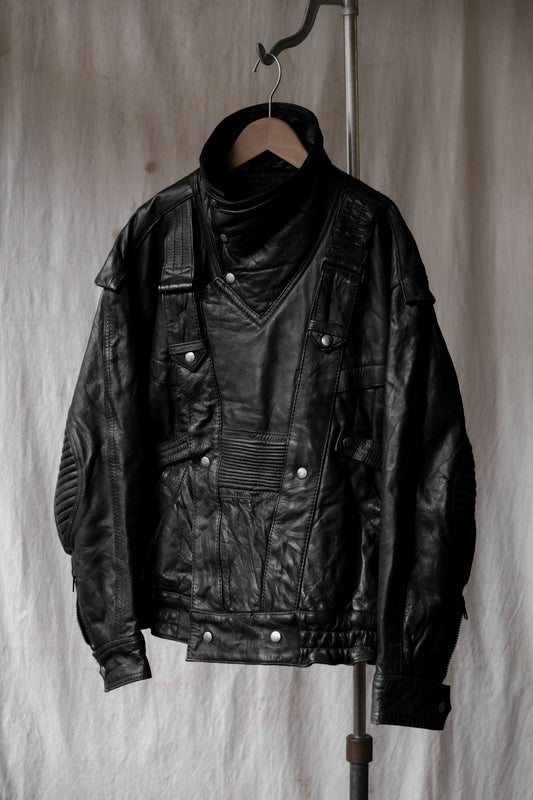 Vintage Leather Moto Biker Jacket 古著真皮摩托車騎行皮衣夾克