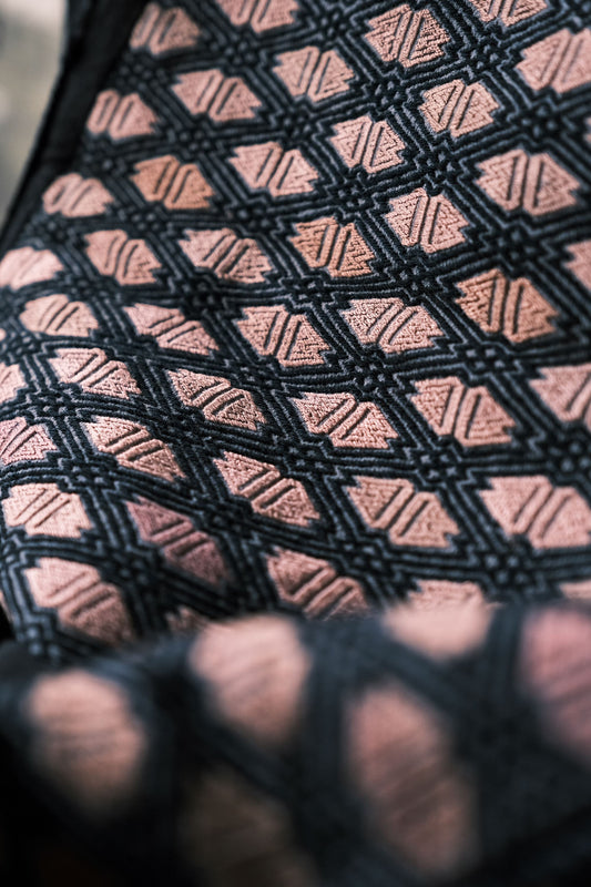 Rare vintage brocade quilt from Southwest China blue dye handmade cross stitch (available at Anemone Studios)