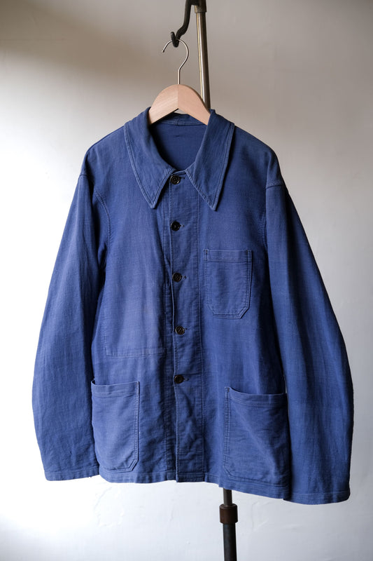 French Vintage Indigo Work Jacket 法國古著工裝 斜紋布藍染工作夾克