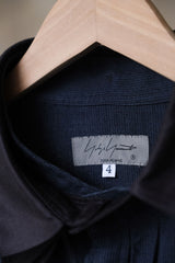 Yohji Yamamoto Pour Homme 23S/S Pleated Detail Linen Long Shirt Navy 山本耀司男裝主線 皺褶裝飾亞麻長版襯衫 可拆領