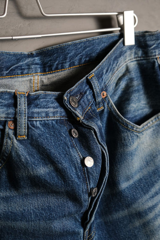 Levi's Vintage Clothing LVC 55501XX Big E Selvedge Denim Jeans Replica Washed Damaged Selvedge Denim Jeans