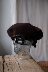 THE HW DOG & CO D-00625 LEATHER BERET Leather-trimmed wool beret Army Green/Coffee