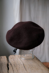 THE HW DOG & CO D-00625 LEATHER BERET Leather-trimmed wool beret Army Green/Coffee