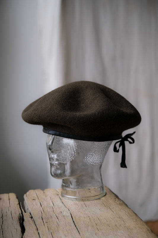 THE HW DOG & CO D-00625 レザーベレー レザートリムウールベレー アーミーグリーン/コーヒー