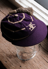 1937~1938 British Velvet Embroidered Rugby Cap 英國橄欖球隊絨布刺繡紀念帽 黑/紫