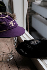 1937~1938 British Velvet Embroidered Rugby Cap 英國橄欖球隊絨布刺繡紀念帽 黑/紫