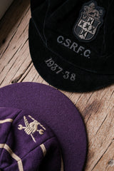 1937~1938 British Velvet Embroidered Rugby Cap 英國橄欖球隊絨布刺繡紀念帽 黑/紫