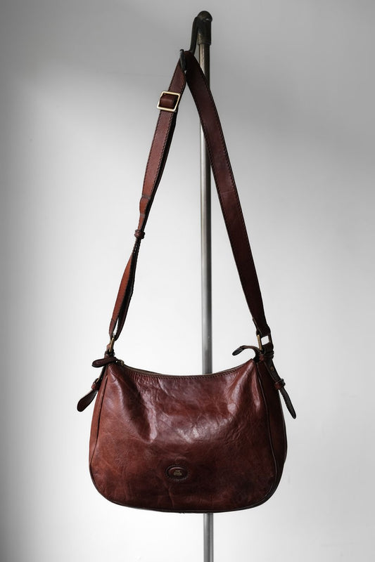The Bridge Vintage Leather Shoulder Bag Lampo Zipper 義大利皮件老牌 皮革拉鏈側背包