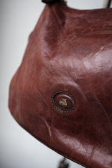 ザ・ブリッジ ヴィンテージレザーショルダーバッグ ランポジッパー イタリアンレザーグッズ オールドブランドレザージッパーサイドバックパック