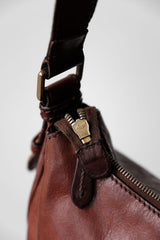 ザ・ブリッジ ヴィンテージレザーショルダーバッグ ランポジッパー イタリアンレザーグッズ オールドブランドレザージッパーサイドバックパック