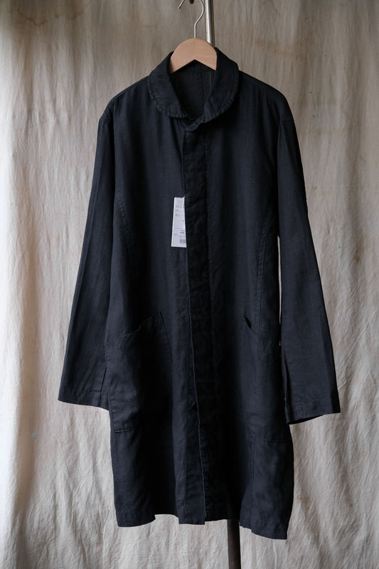 RINEN 40/1 Linen Plain Weave Garden Coat Navy日本設計師品牌 亞麻園藝工作外套 深藍 日本製 全新