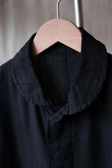 RINEN 40/1 Linen Plain Weave Garden Coat Navy Japanese designer brand linen gardening work coat dark blue made in Japan brand new