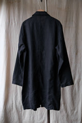 RINEN 40/1 Linen Plain Weave Garden Coat Navy Japanese designer brand linen gardening work coat dark blue made in Japan brand new