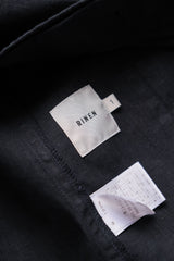 RINEN 40/1 Linen Plain Weave Garden Coat Navy Japanese designer brand linen gardening work coat dark blue made in Japan brand new