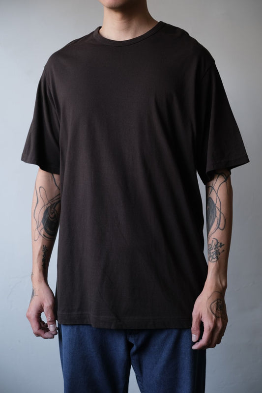 YOHJI YAMAMOTO POUR HOMME ULTIMA COTTON ROUND NECK TEE チャコール ヨウジヤマモトメインライン ブラウンコットン ショートTシャツ