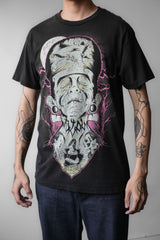 Vintage Frankenstein Black T-shirt Frankenstein hand-painted print short Tee