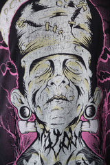 Vintage Frankenstein Black T-shirt Frankenstein hand-painted print short Tee