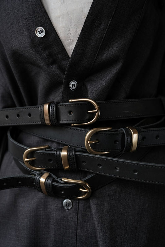 BAN Spec.1 Noire / Fullgrain Backhide Belt - Through-dyed American fat vegetable-tanned leather belt