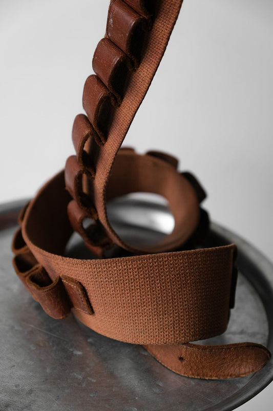 Vintage Canvas / Leather Cartridge Belt canvas leather hunting cartridge belt waist belt